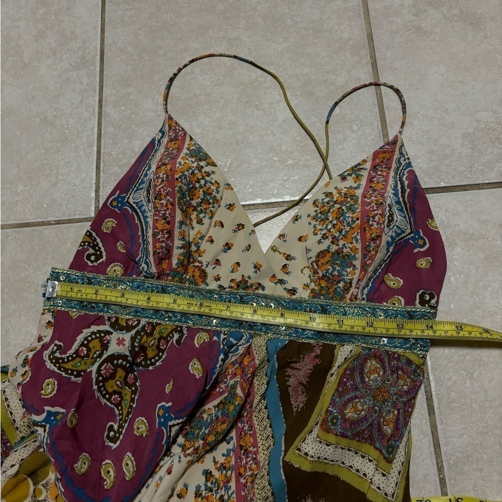 Nicole Miller Size 4 Silk Spaghetti Strap Boho Summer Dress - Picture 7 of 7